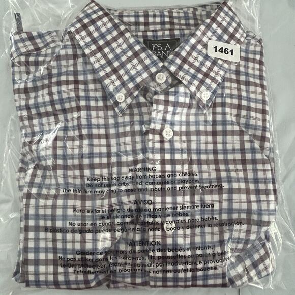 Joseph A Bank Traveler Dress Shirt Mens Large Plaid Button-Down Long Sleeve - Picture 14 of 14